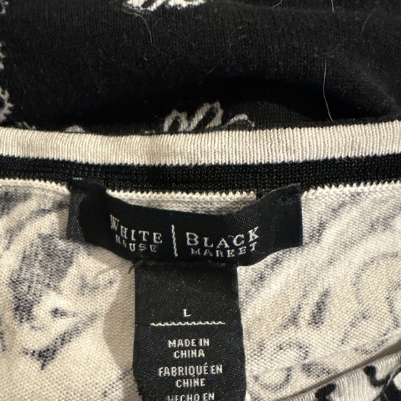 White House Black Market Black Floral Paisley Embellished Cardigan Women’s L - Picture 6 of 8